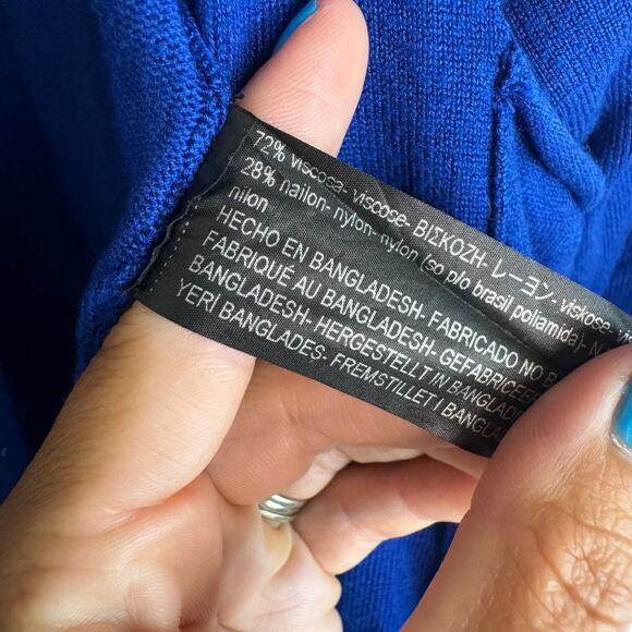 Zara Knit Royal Blue Open Front Cardigan Career Office Size Medium with Pockets - Picture 5 of 7
